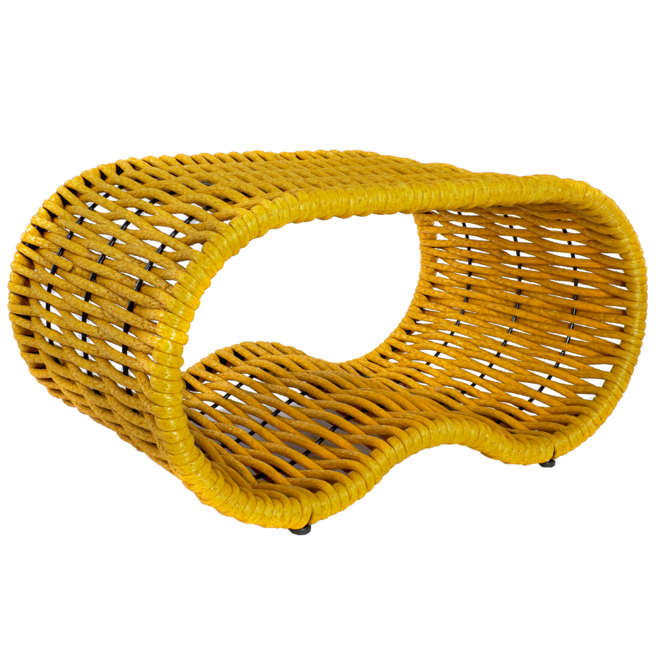 Стол-пуф DeckWOOD из полимерной лозы (желтый)