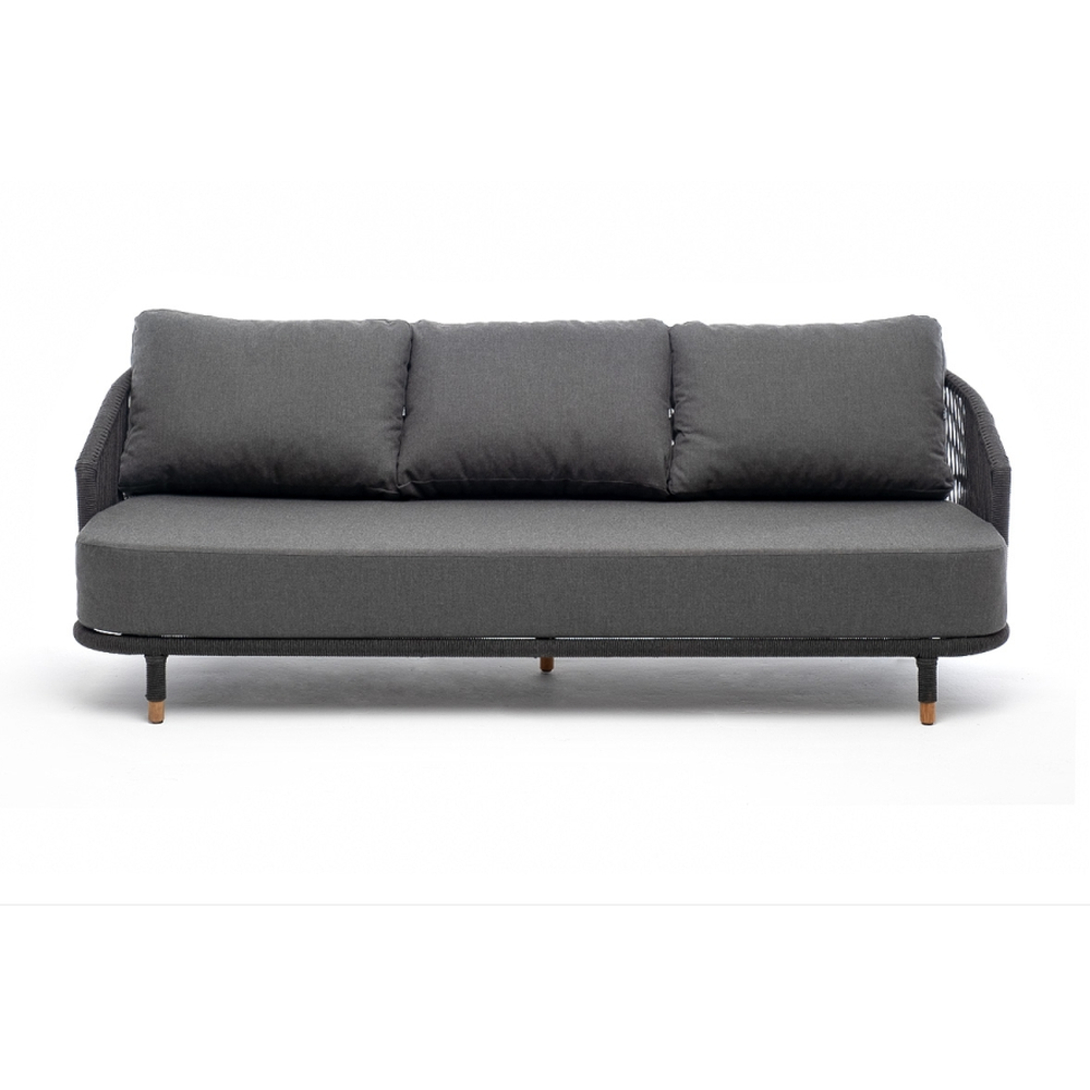 ВЕРОНА, диван трёхместный плетеный из роупа (темно-серый)