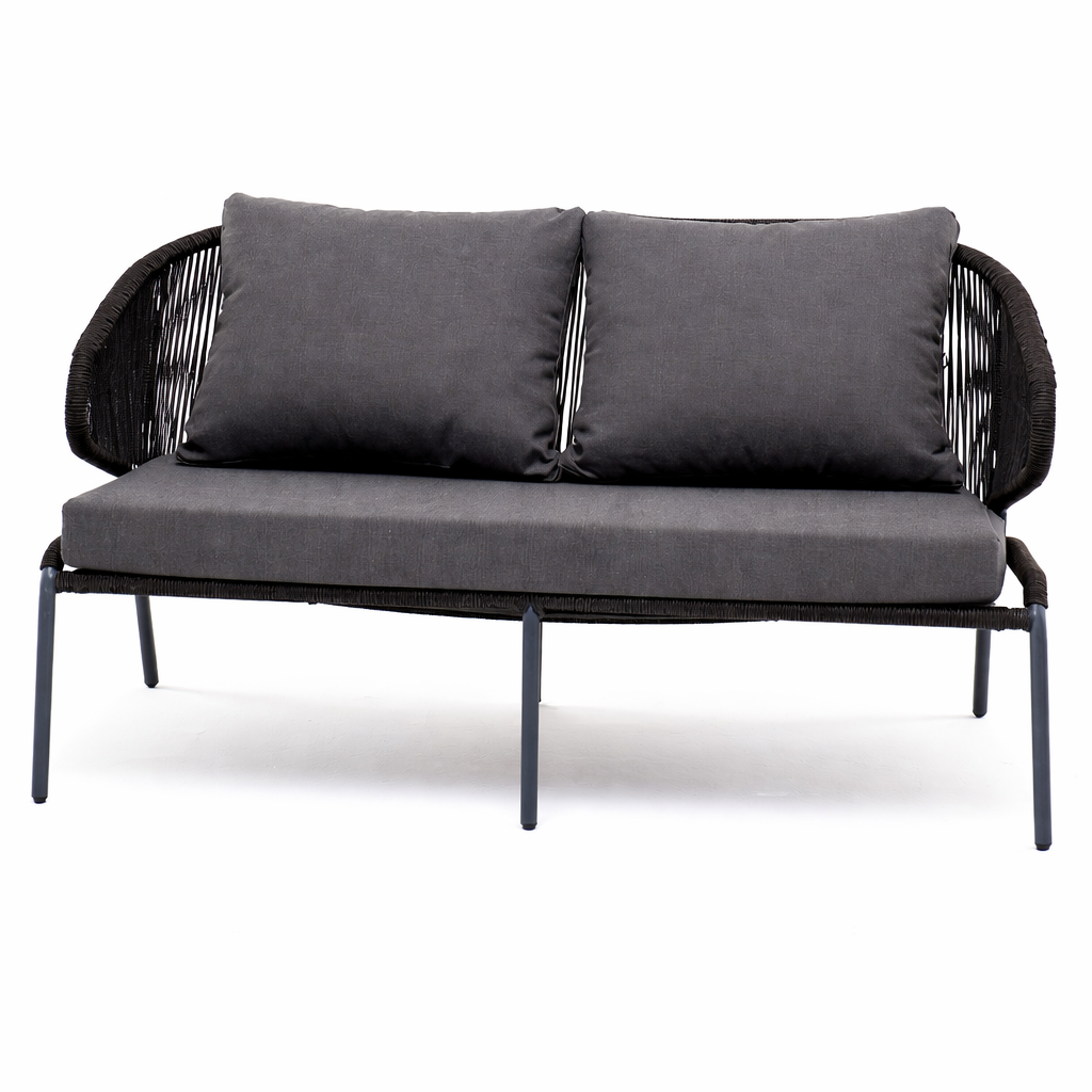 МИЛАН, диван двухместный плетеный из роупа (темно-серый)