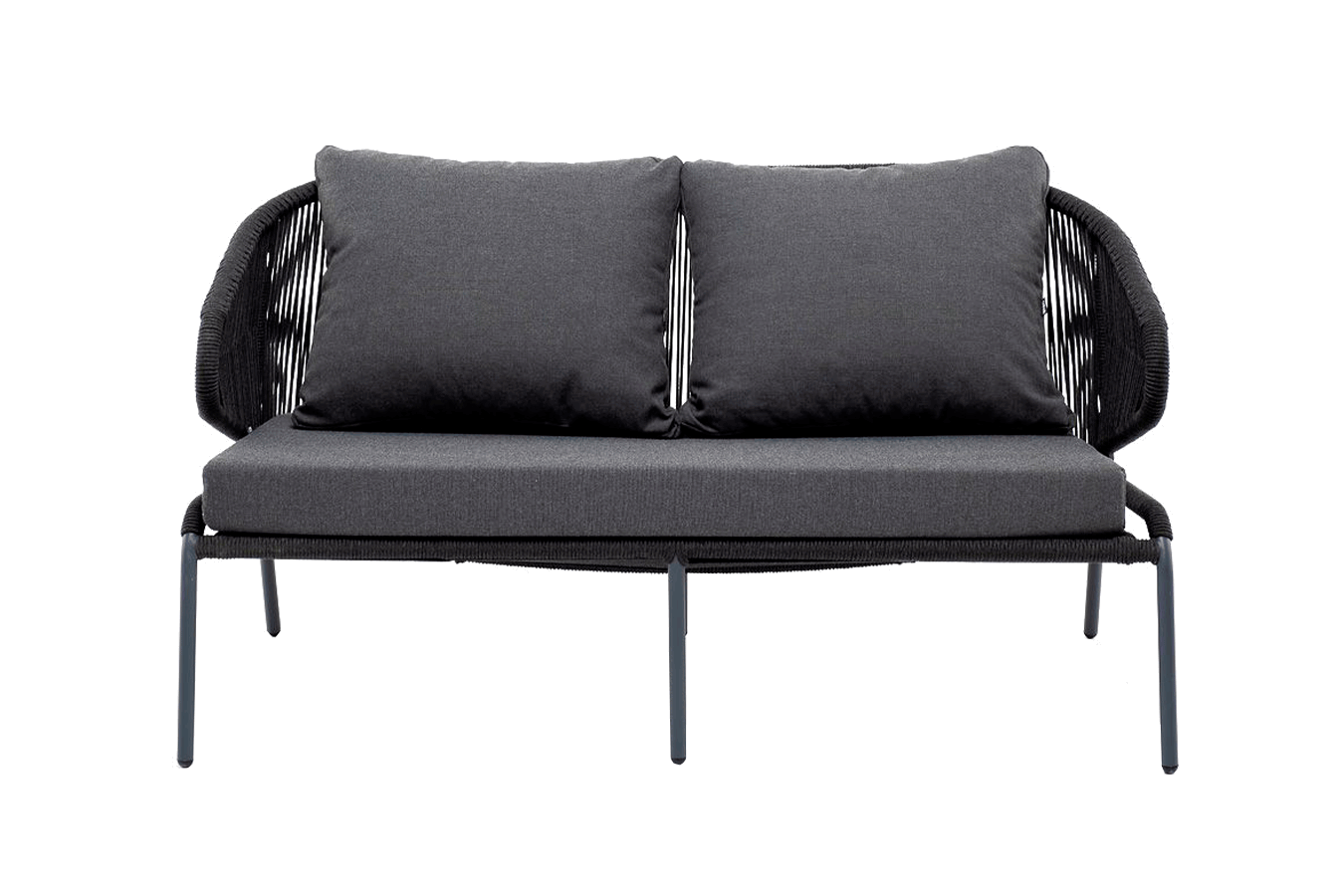 МИЛАН, диван двухместный плетеный из роупа (темно-серый)