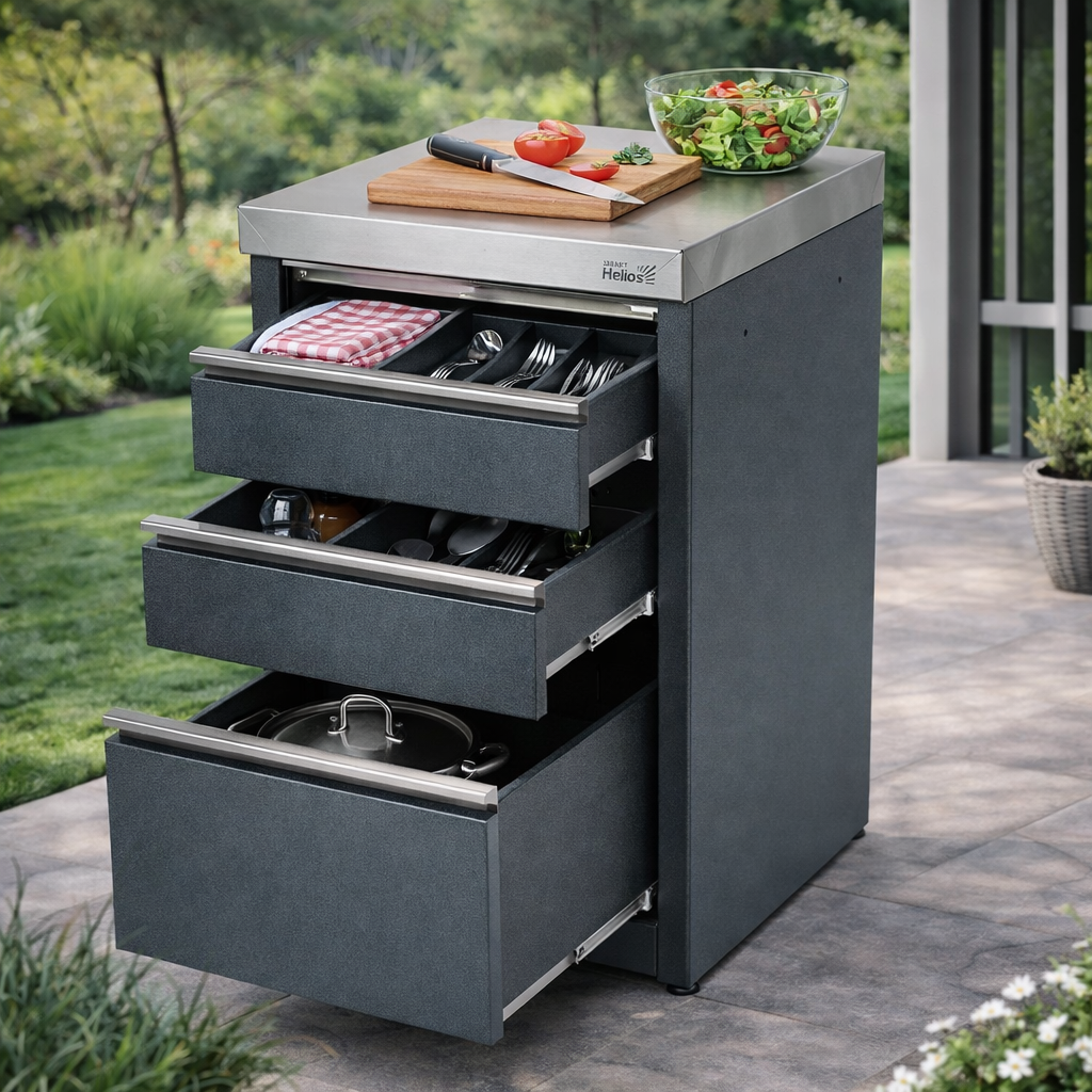 Модуль уличной кухни SMART-600 Стол с тремя ящиками Helios