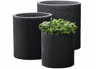CYLINDER S+M+L, набор из 3 кашпо (графит)
