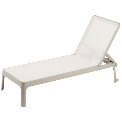 PLANO, шезлонг-лежак пластиковый с текстиленом (corda/бежевый)