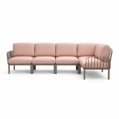 KOMODO 5, диван угловой (tortota/тортора, подушка текстиль розовый)