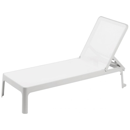 PLANO, шезлонг-лежак пластиковый с текстиленом (bianco/белый)