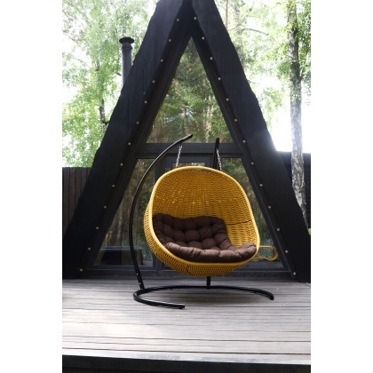 Двойное кресло-кокон подвесное DeckWOOD (желтый)