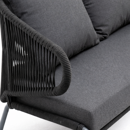 МИЛАН, диван двухместный плетеный из роупа (темно-серый)