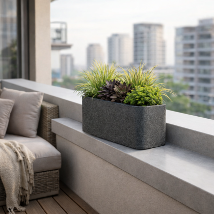 Кашпо CONCRETIKA БАЛКОНЕРА 40x22x18 (БАЗАЛЬТ)