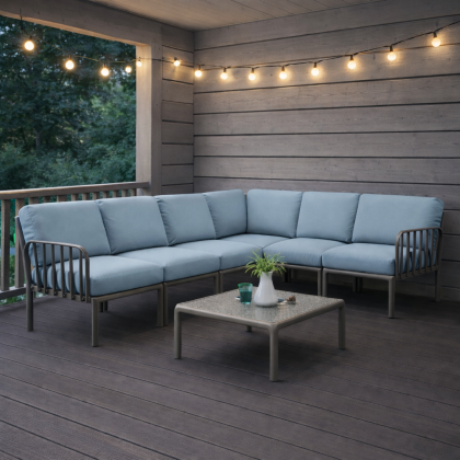 KOMODO 5, диван угловой (tortora/тортора, подушка лед Sunbrella)