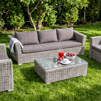 КАПУЧИНО, плетеный диван трехместный (графит (гиацинт))