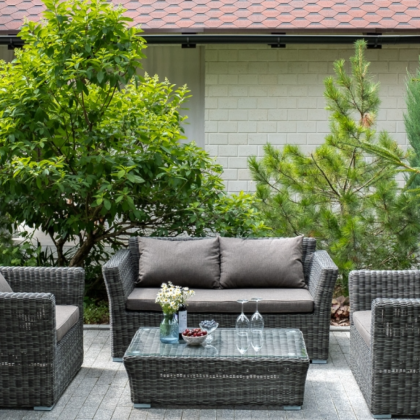 КАПУЧИНО, плетеный диван двухместный (графит)