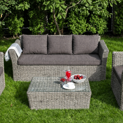 КАПУЧИНО, плетеный диван трехместный (графит (гиацинт))