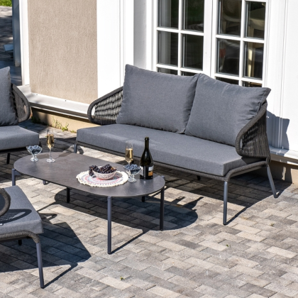 МИЛАН, диван двухместный плетеный из роупа (темно-серый)