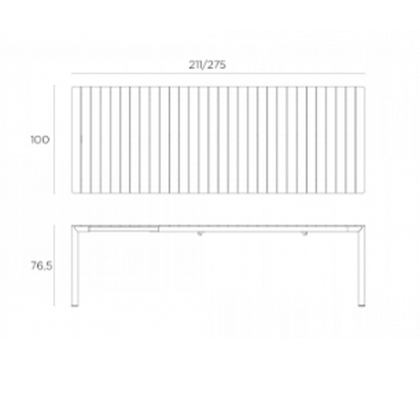 Tevere 210 Extensible, стол металлический раздвижной 211 - 275 см (corda/бежевый)