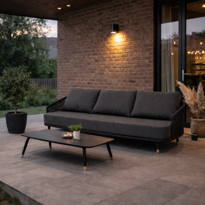 ВЕРОНА, диван трёхместный плетеный из роупа (темно-серый)