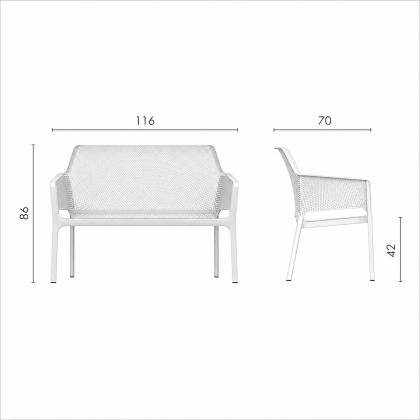 NET BENCH, скамья пластиковая (salice/ива)