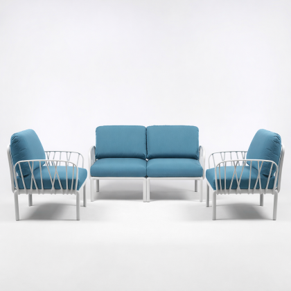 KOMODO POLTRONA, лаунж-кресло (bianco/белый, подушка синий Sunbrella)