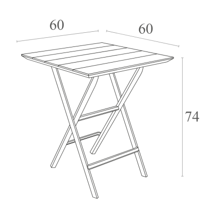 Helen Folding Table 60, стол складной квадратный (опаловый оливковый)
