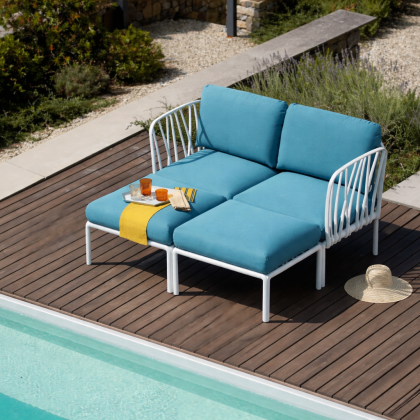 KOMODO POLTRONA, лаунж-кресло (bianco/белый, подушка синий Sunbrella)