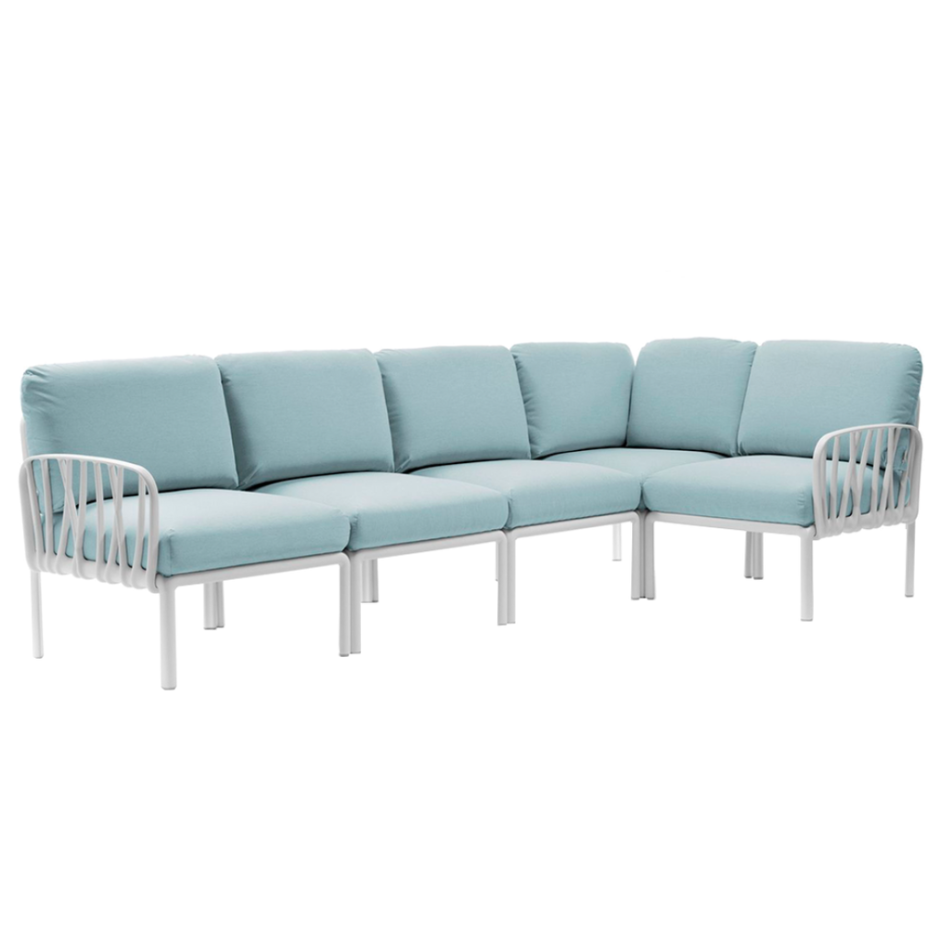 KOMODO 5, диван угловой (bianco/белый, подушка лед Sunbrella)