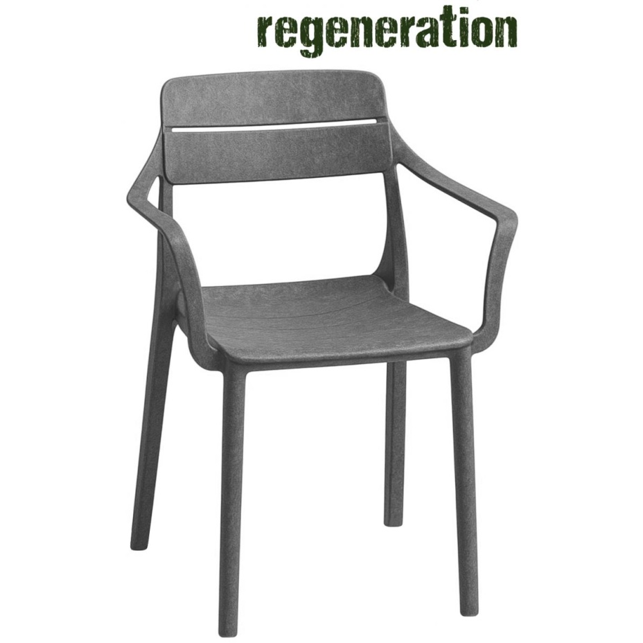 CASSIA ARMCHAIR, кресло пластиковое с подлокотниками (basalto/базальт)