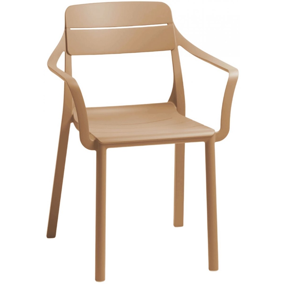 CASSIA ARMCHAIR, кресло пластиковое с подлокотниками (cappuccino/капучино)