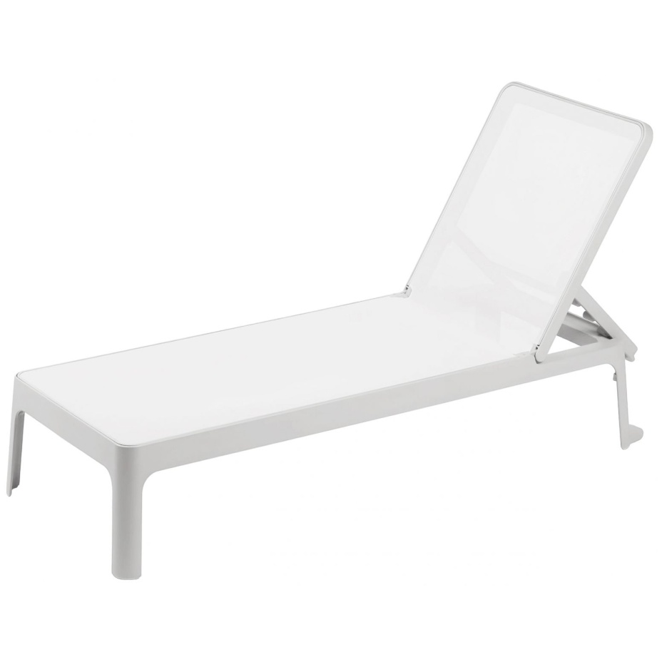 PLANO, шезлонг-лежак пластиковый с текстиленом (bianco/белый)