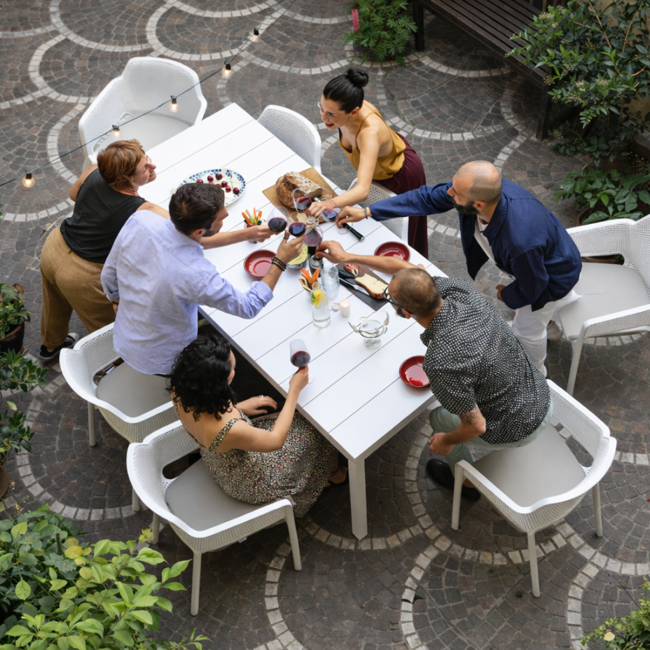 RIO ALU 140 EXTENSIBILE, стол металлический раздвижной 140 - 210 см (bianco/белый)