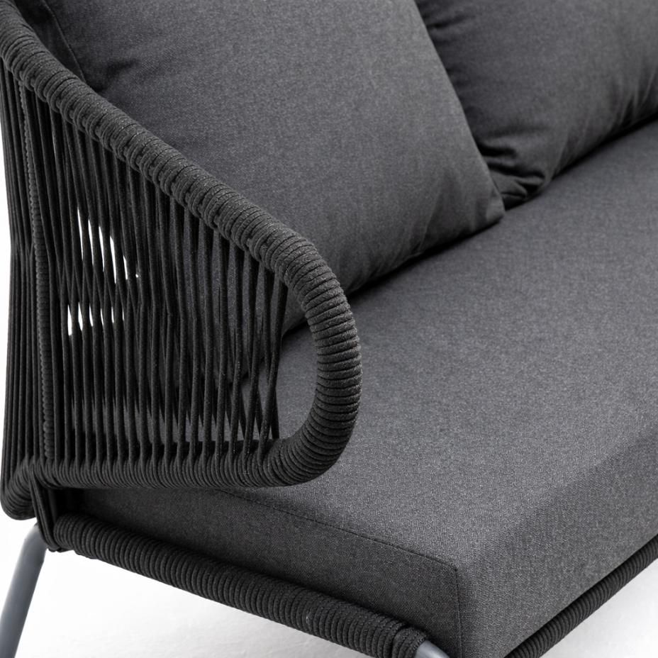 МИЛАН, диван двухместный плетеный из роупа (темно-серый)