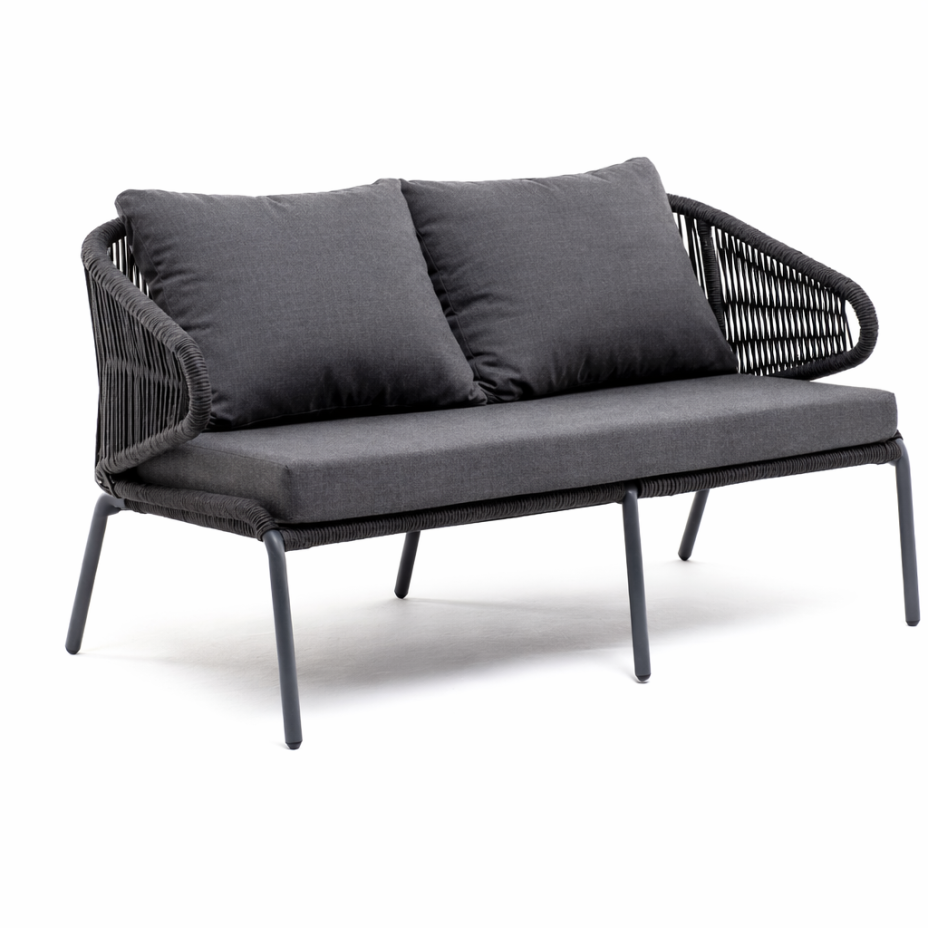 МИЛАН, диван двухместный плетеный из роупа (темно-серый)