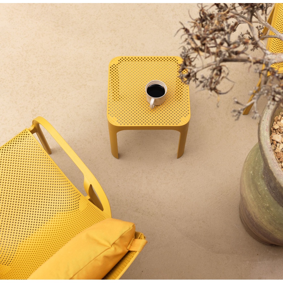 NET TABLE 40, столик пластиковый журнальный (senape/горчица)