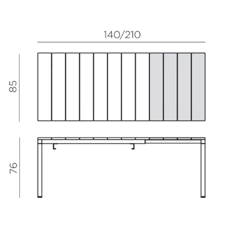 RIO 140 EXTENSIBILE, стол пластиковый раздвижной 140 - 210 см (antracite/антрацит)