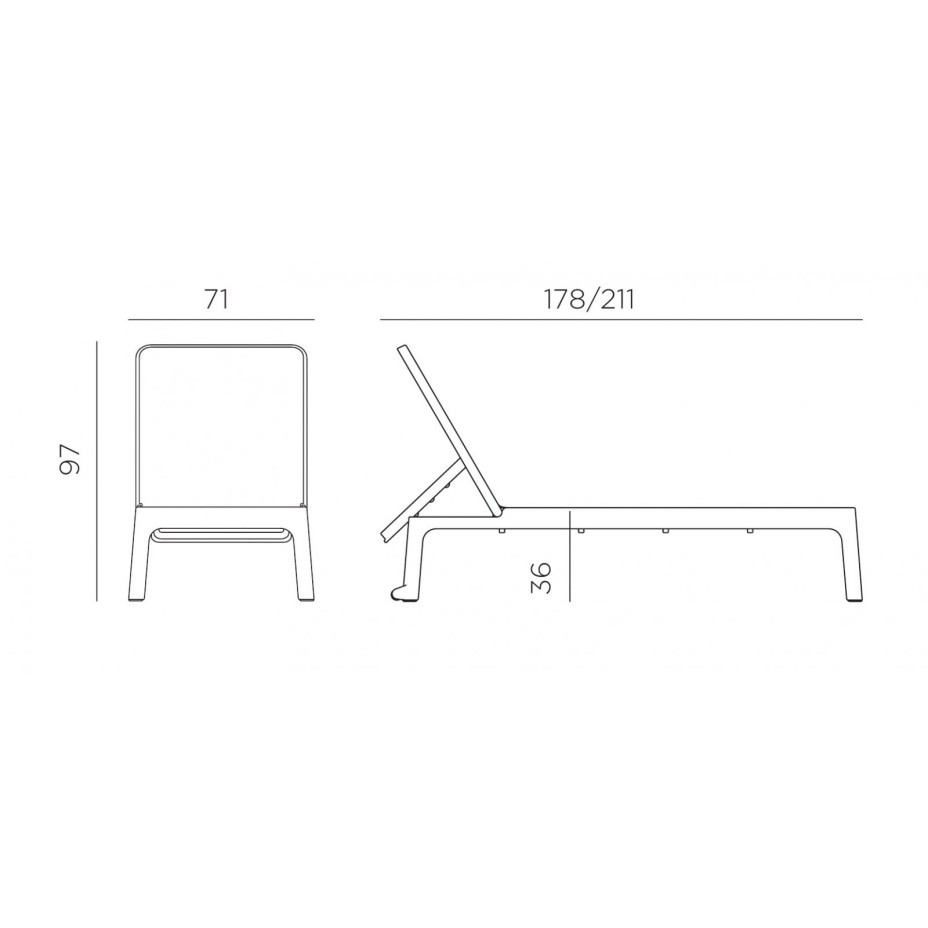 PLANO, шезлонг-лежак пластиковый с текстиленом (bianco/белый)