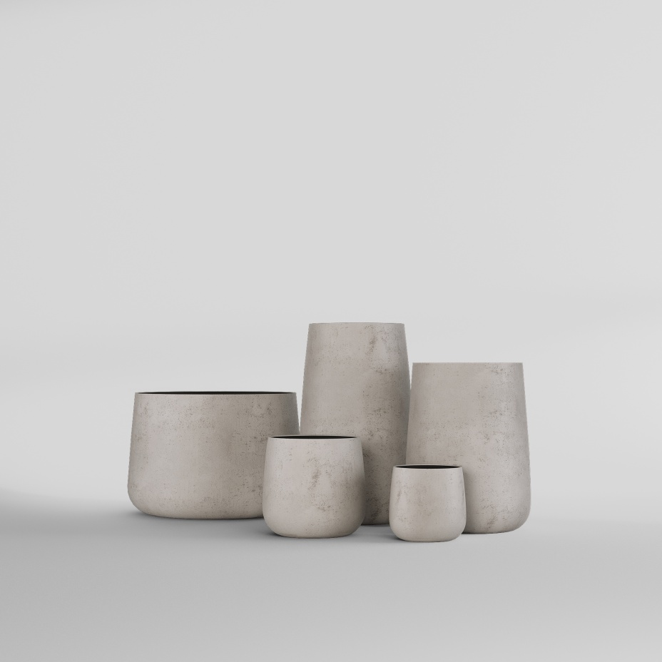Кашпо CONE (38x41, CONCRETE WHITE)