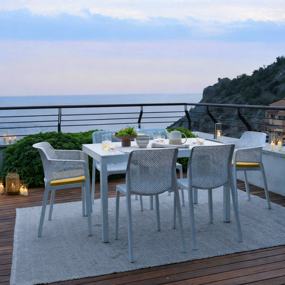 RIO ALU 140 EXTENSIBILE, стол металлический раздвижной 140 - 210 см (bianco/белый)