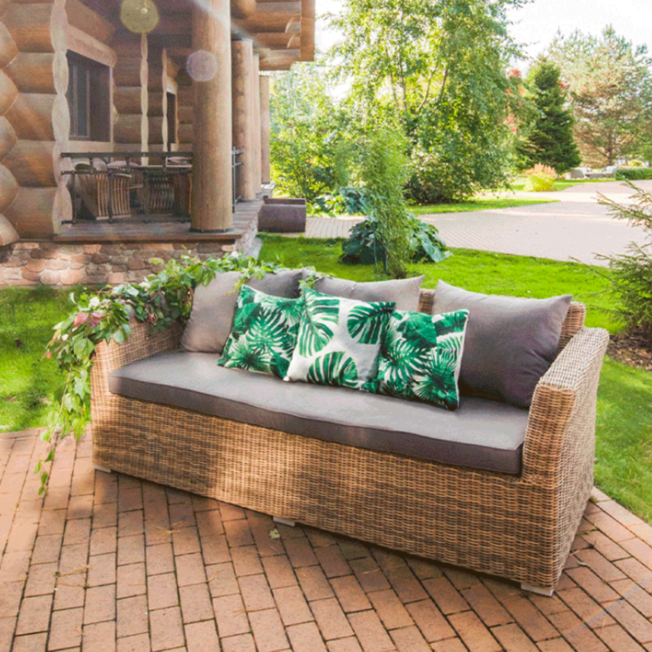 КАПУЧИНО, плетеный диван трехместный (соломенный)