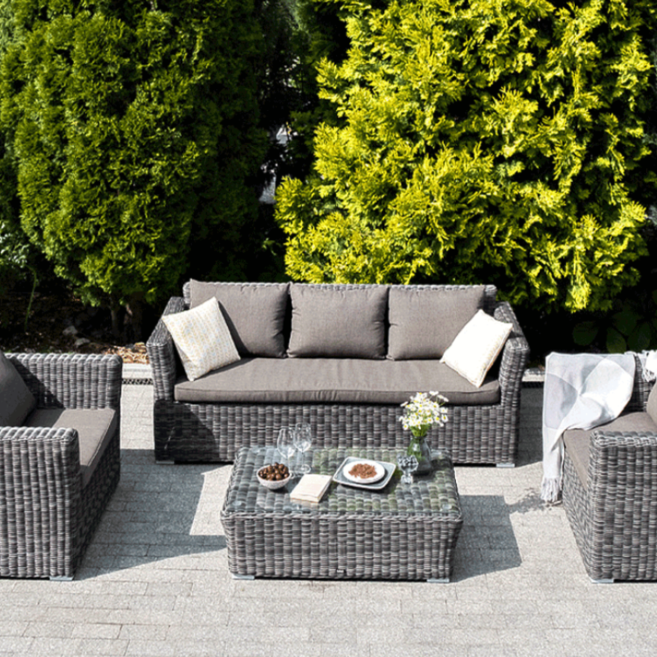 КАПУЧИНО, плетеный диван трехместный (графит)