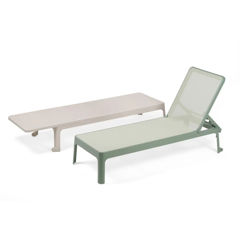 PLANO, шезлонг-лежак пластиковый с текстиленом (corda/бежевый)