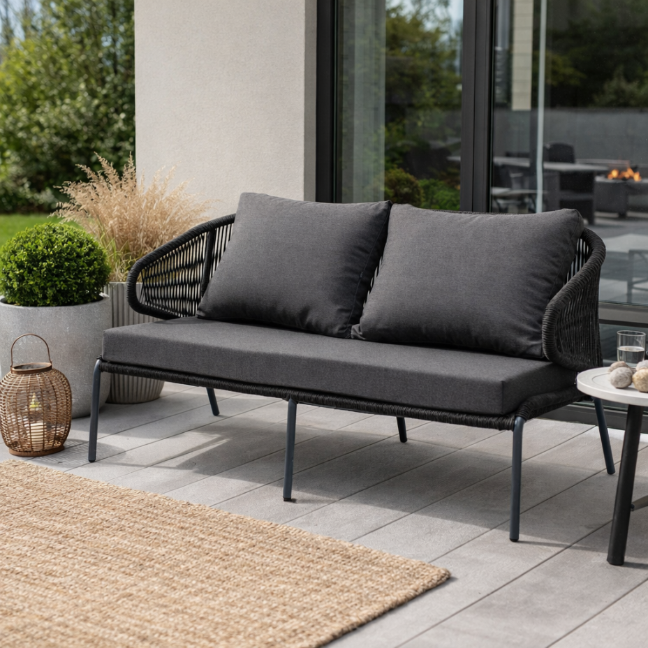 МИЛАН, диван двухместный плетеный из роупа (темно-серый)