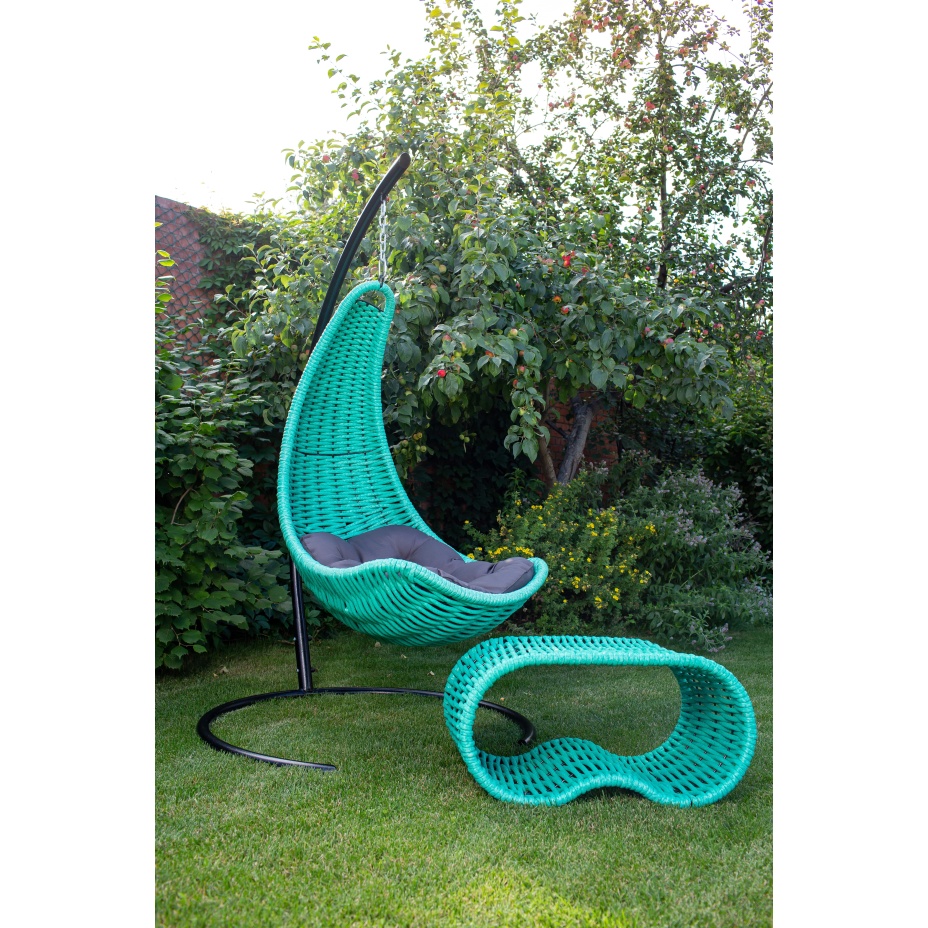 Кресло-гамак подвесное плетеный DeckWOOD (бирюза)