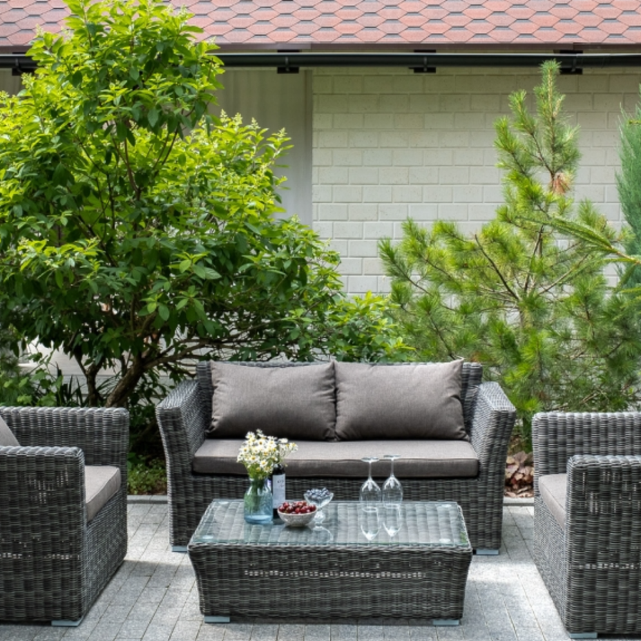 КАПУЧИНО, плетеный диван двухместный (графит)