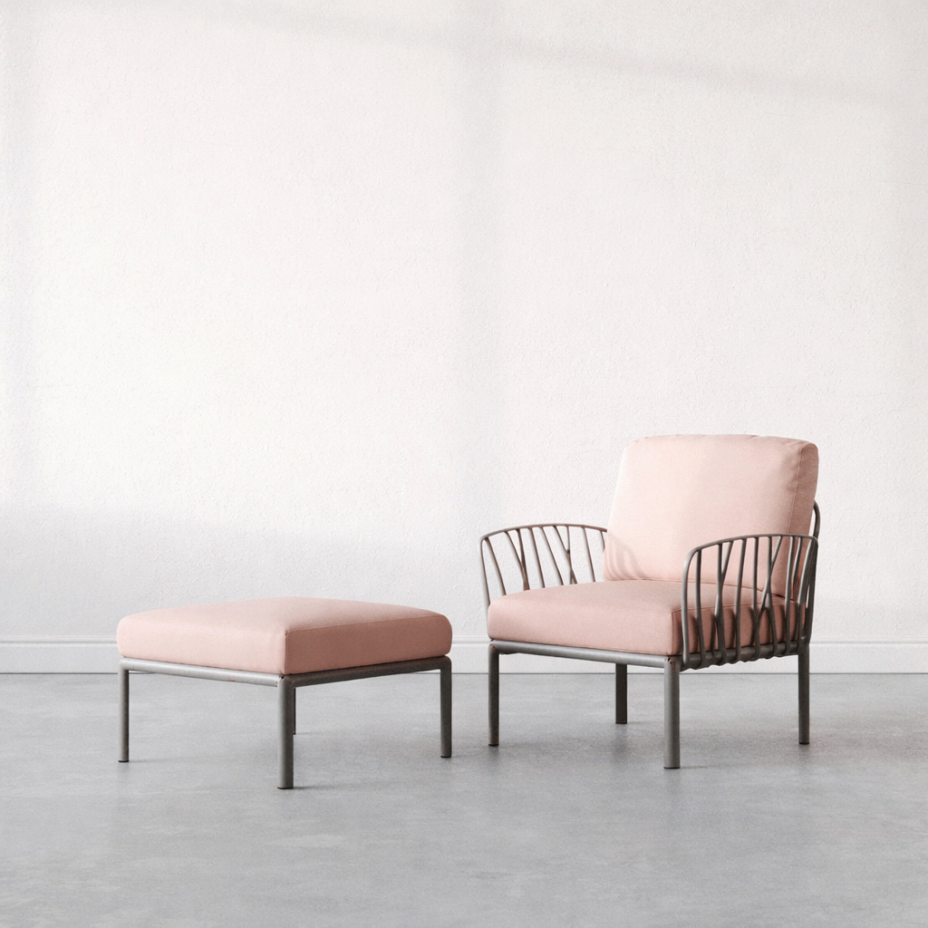 KOMODO POLTRONA, лаунж-кресло (tortota/тортора, подушка текстиль розовый)