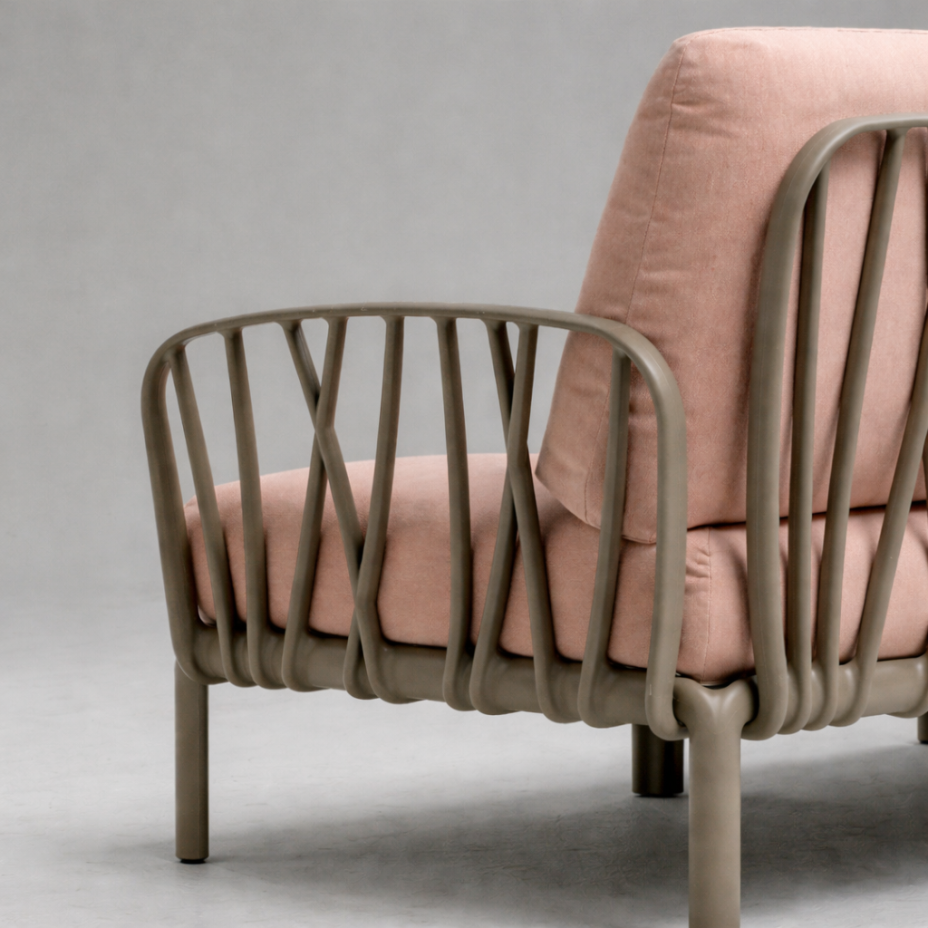 KOMODO POLTRONA, лаунж-кресло (tortota/тортора, подушка текстиль розовый)