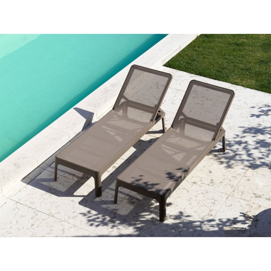 PLANO, шезлонг-лежак пластиковый с текстиленом (tabacco/табак)