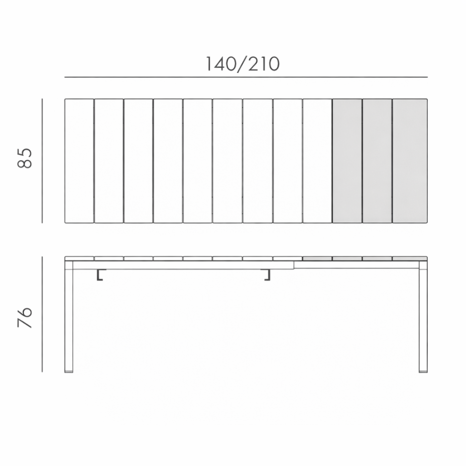 RIO ALU 140 EXTENSIBILE, стол металлический раздвижной 140 - 210 см (bianco/белый)