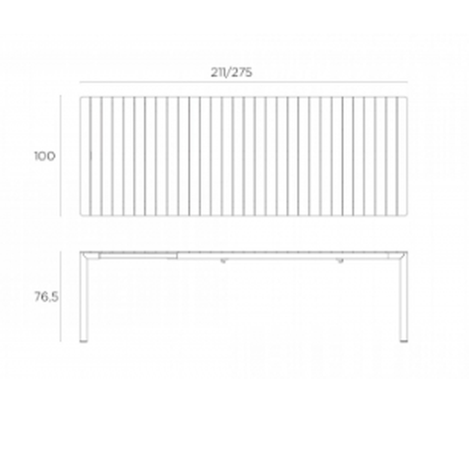 Tevere 210 Extensible, стол металлический раздвижной 211 - 275 см (corda/бежевый)