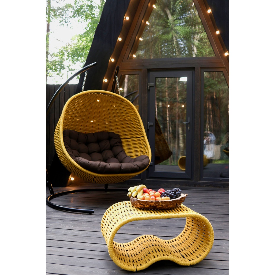 Двойное кресло-кокон подвесное DeckWOOD (желтый)