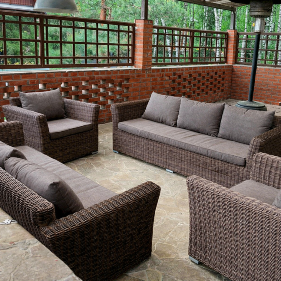 КАПУЧИНО, плетеный диван трехместный (коричневый)