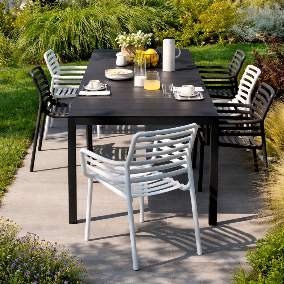 RIO ALU 140 EXTENSIBILE, стол металлический раздвижной 140 - 210 см (antracite/антрацит)