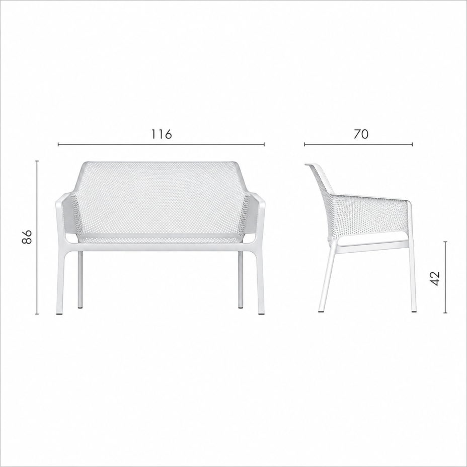 NET BENCH, скамья пластиковая (salice/ива)